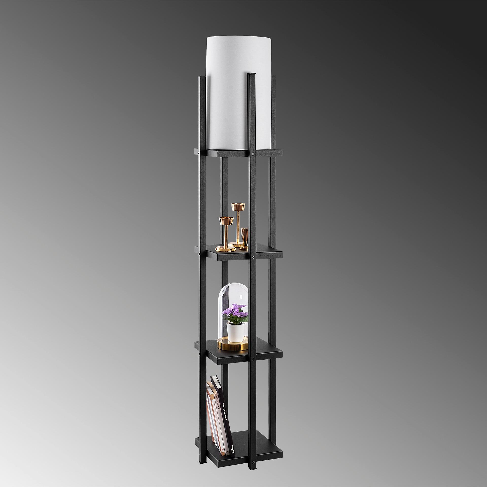 Opviq Stehleuchte schwarz Metall B/H/T/L/D: ca. 25x130x25x25x25 cm E27 1 Brennstellen