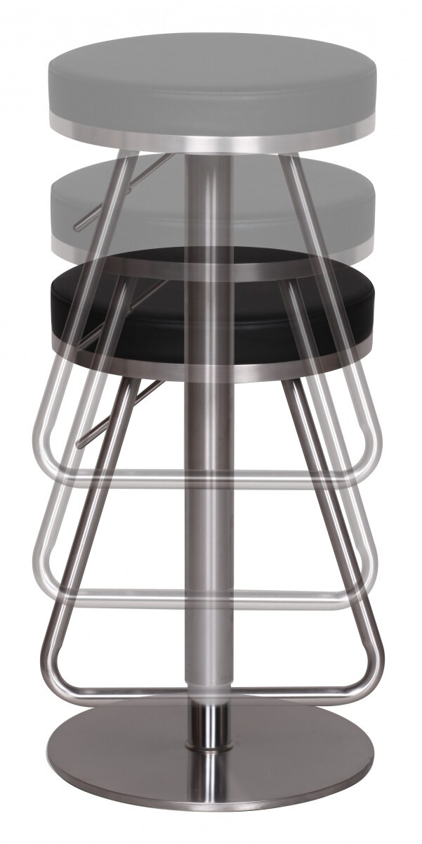 Barhocker schwarz Edelstahl Kunstleder Edelstahl B/H/T: ca. 39x54x39 cm