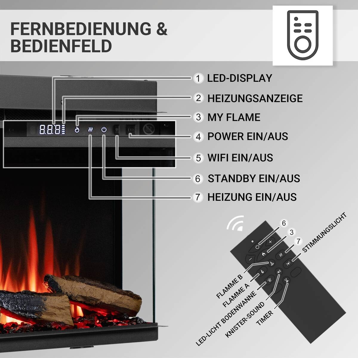Balderia Elektrischer-Kamin EF408A Athena 44" schwarz B/H/T: ca. 113x50x21 cm ca. 1500 W
