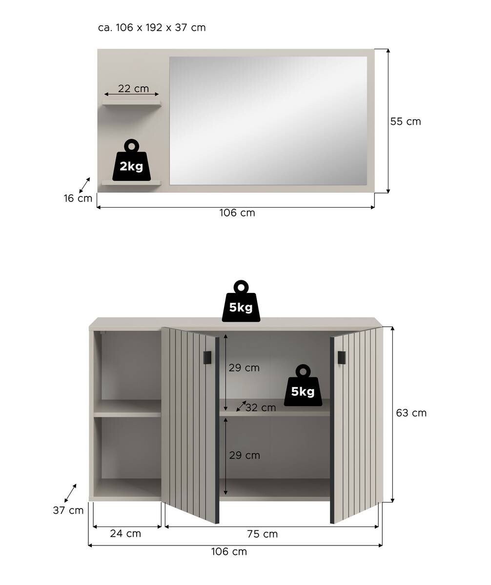 Garderobenset STATION Cashmere B/H/T: ca. 106x192x37 cm