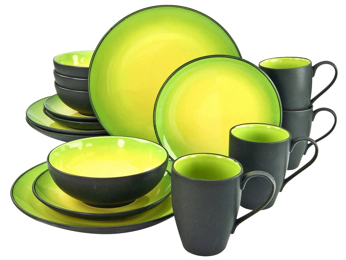 CreaTable Kombiservice HOT GREEN grün Steinzeug 16 tlg.