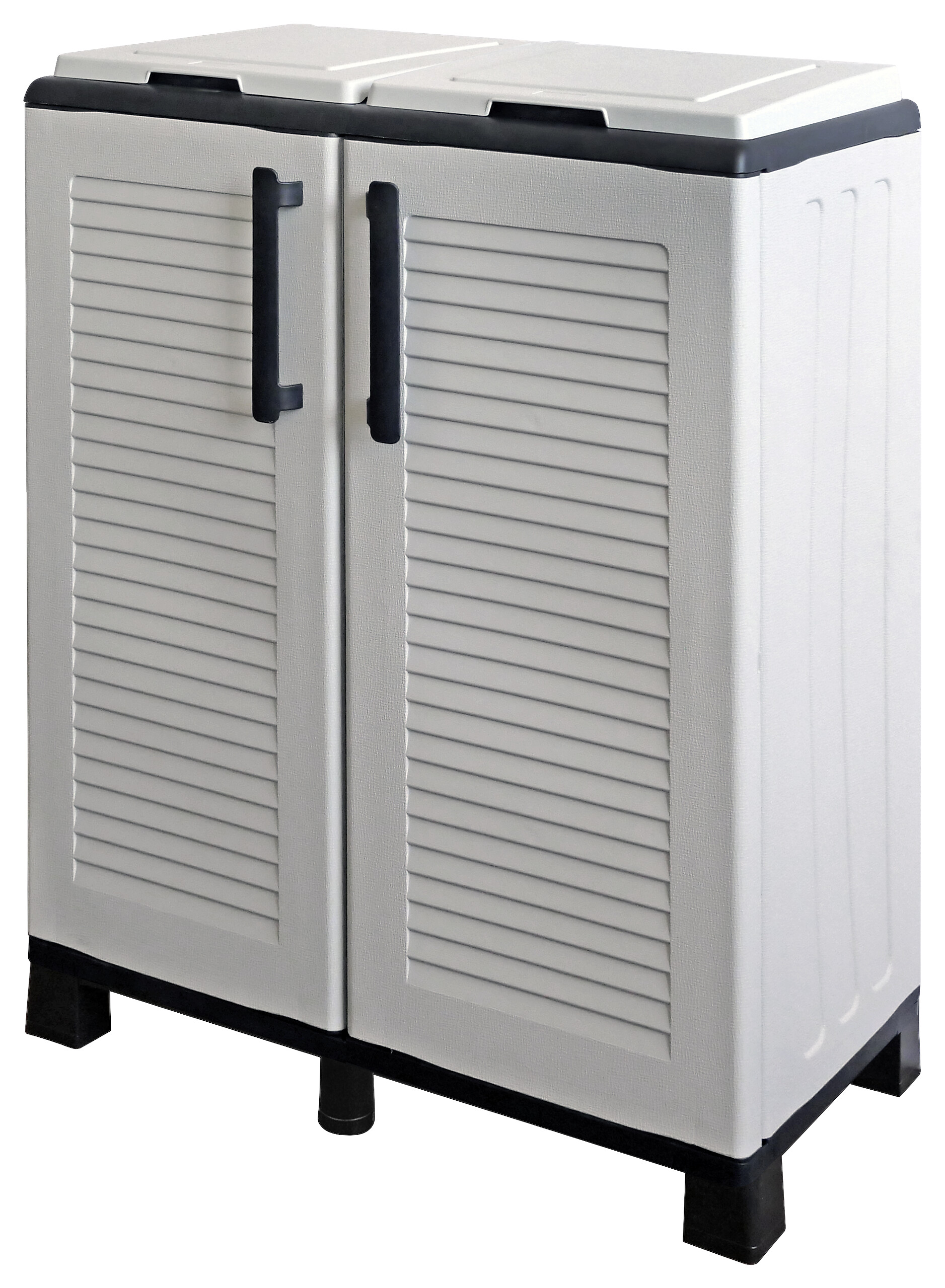 ArtPlast Mülltrennungsschrank Family hellgrau Kunststoff B/H/T: ca. 68x90x37 cm