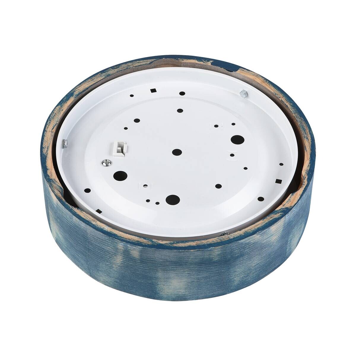 Lamkur Deckenleuchte hellbraun blau Glas Holz B/H/L: ca. 28x28x10 cm 1 Brennstellen