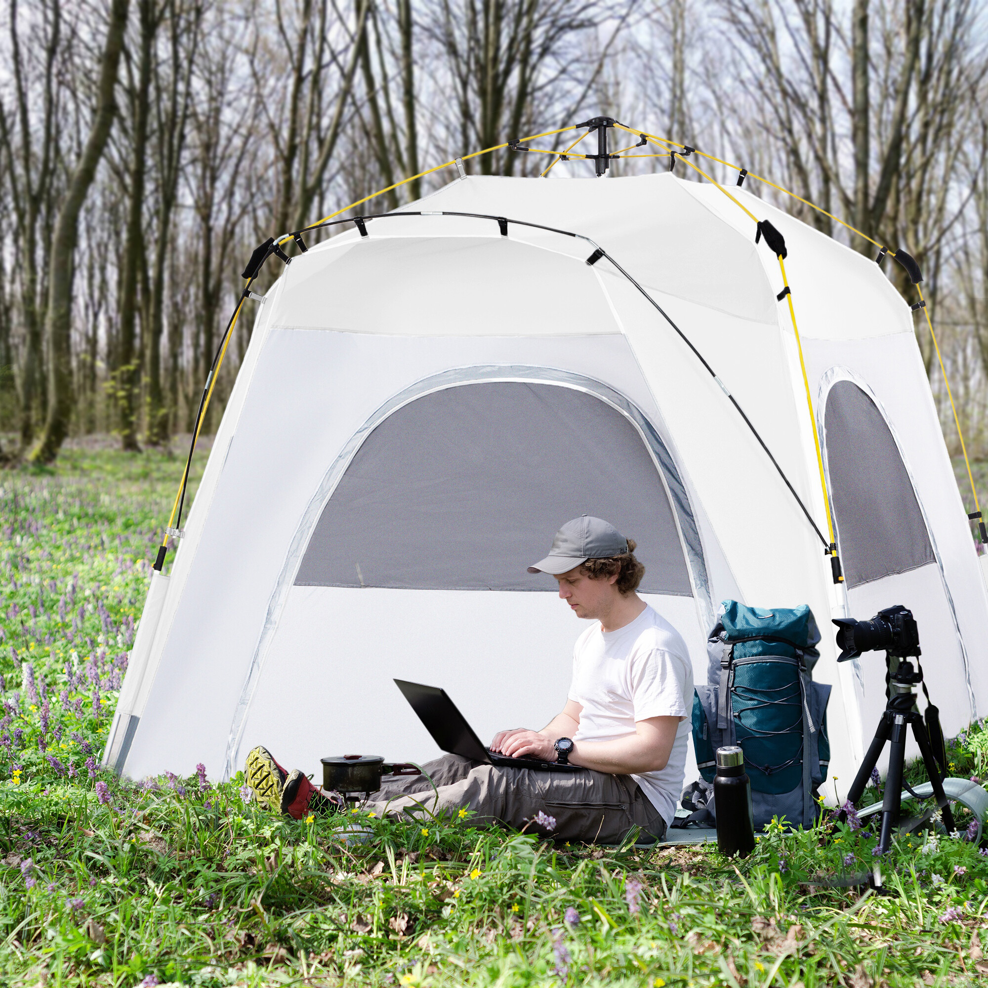 Outsunny Campingzelt hellgrau Aluminium B/H/L: ca. 240x199x240 cm