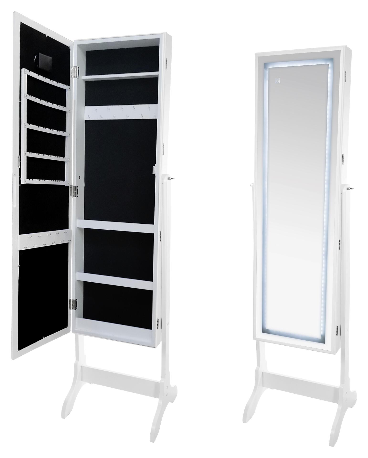 POCOline LED-Schmuckschrank weiß Holz B/H/L: ca. 37x135x35 cm