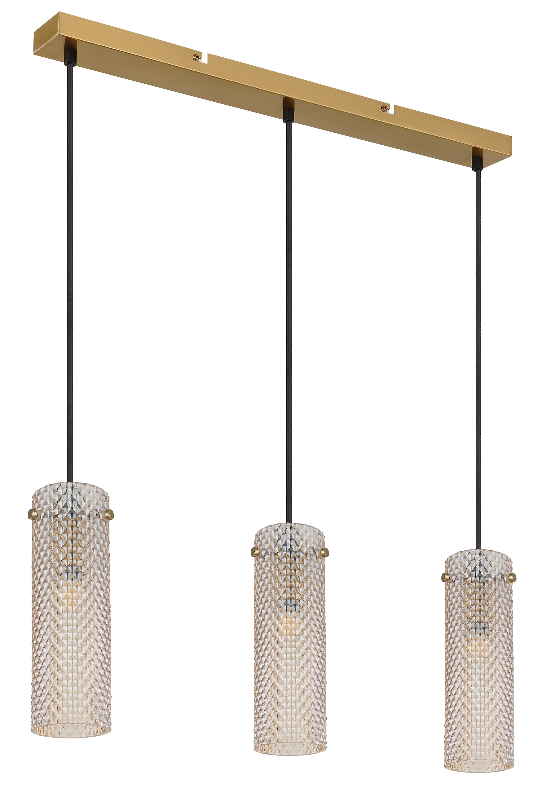 GLOBO Pendelleuchte amber gold Metall Glas B/H/T/L: ca. 8x120x65x65 cm E14 3 Brennstellen