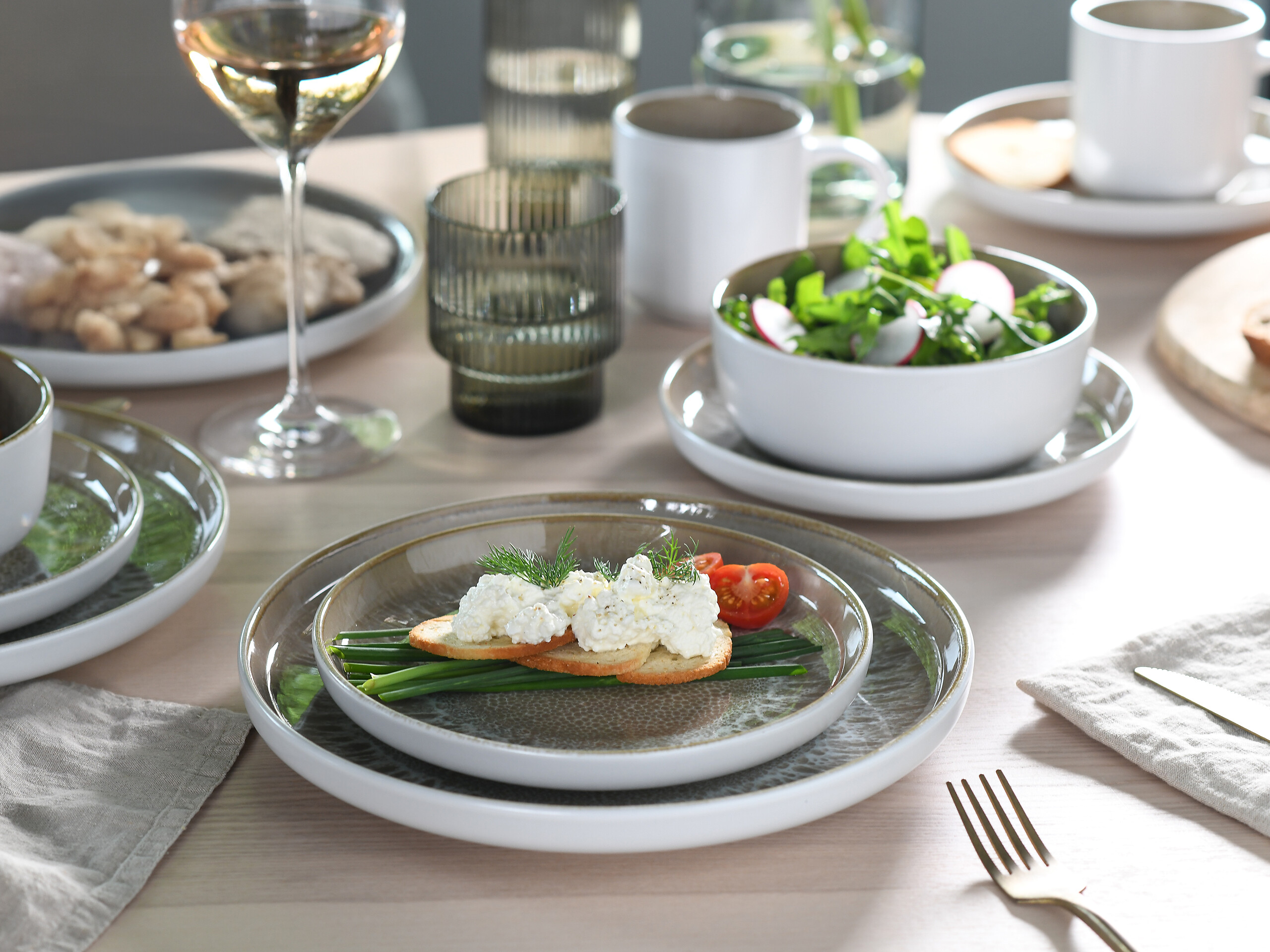 CreaTable Kombiservice Nordic Fjord sand Steinzeug 16 tlg.