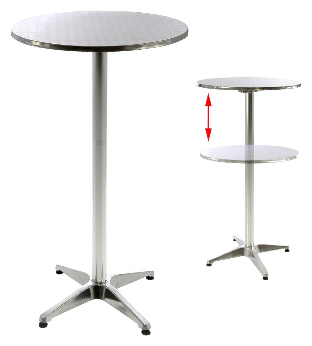 VCM Stehtisch silber Metall H/D: ca. 110x60 cm