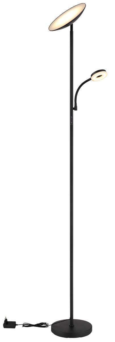 GLOBO LED-Deckenfluter Opal Chrom schwarz Metall Kunststoff H/D: ca. 179x25 cm 1 Brennstellen