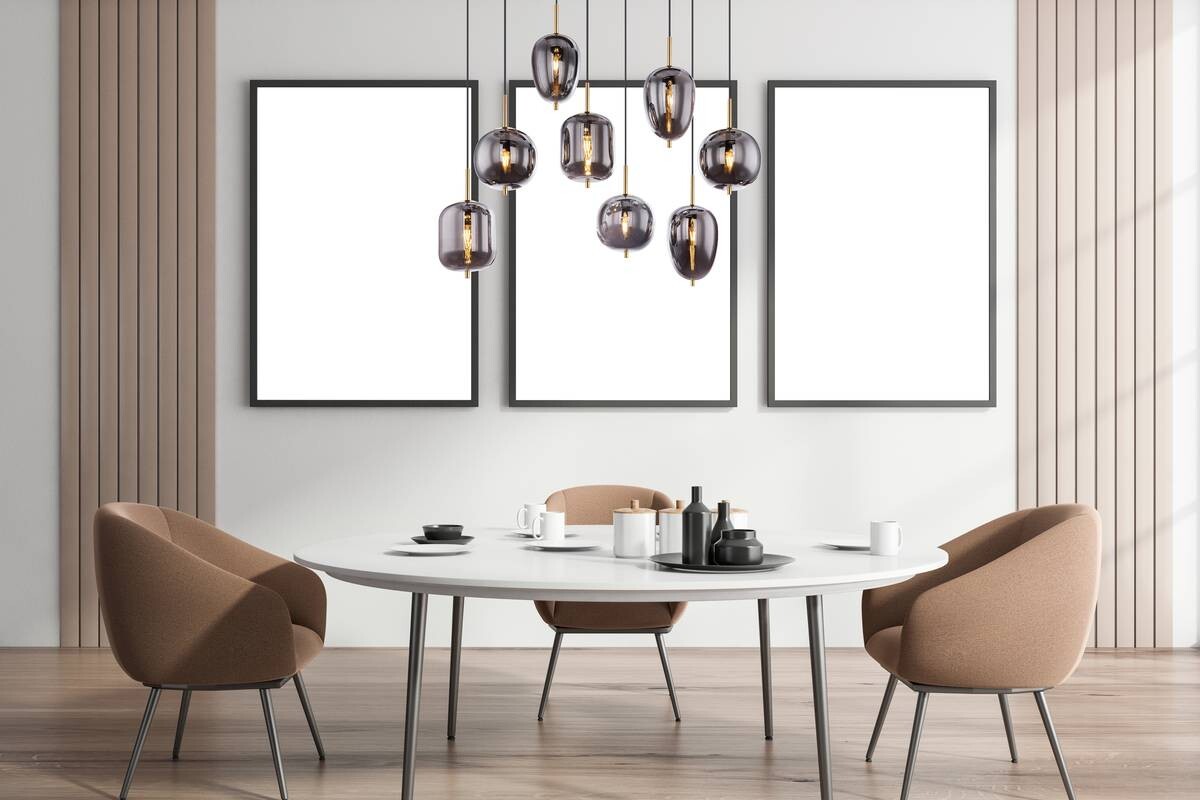 GLOBO Pendelleuchte Blacky messing Metall Rauchglas B/H/L: ca. 34x120x102,5 cm E14 8 Brennstellen