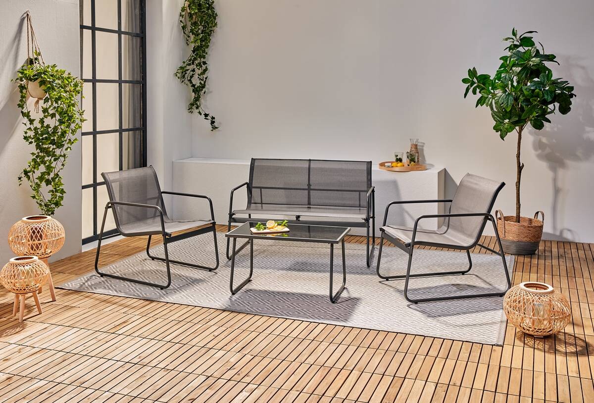 POCOline Gartensitzgruppe Malmö anthrazit Stahlrohr