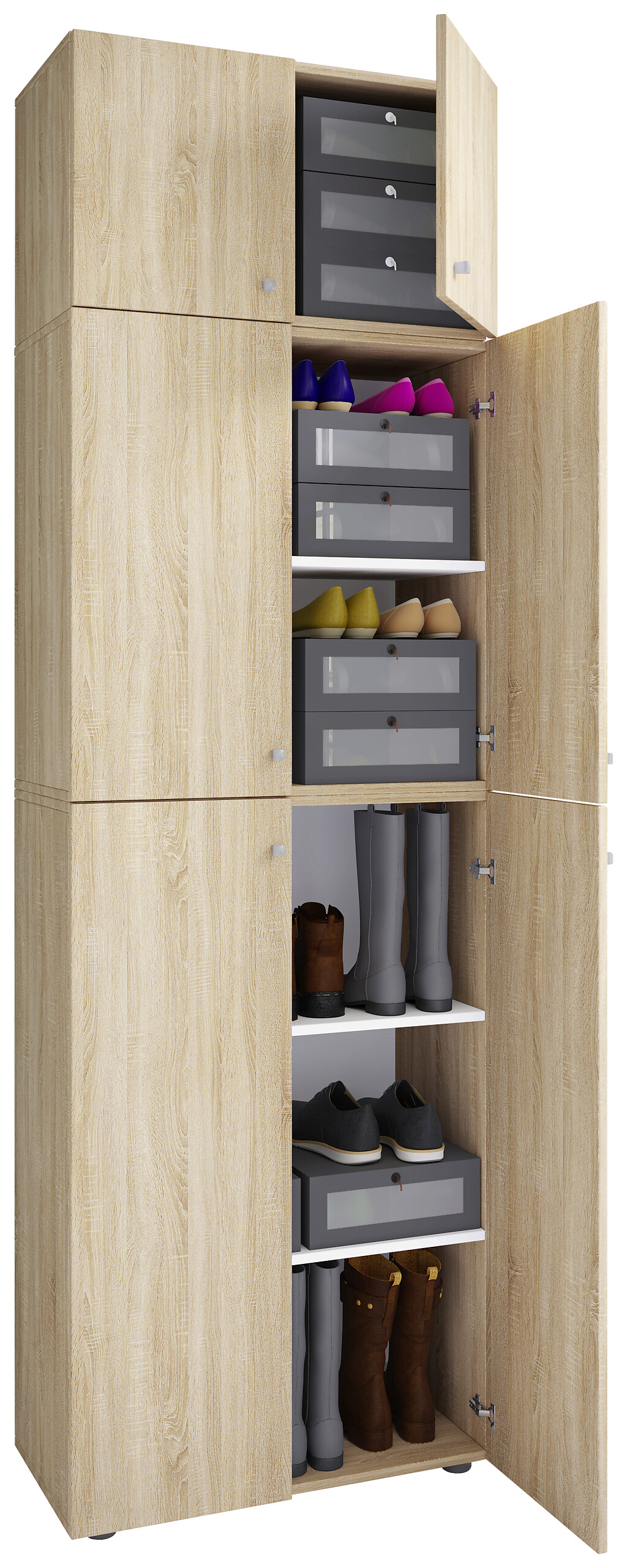 Schuhschrank Lona Eiche Sonoma Nachbildung weiß B/H/T: ca. 70x223x39 cm