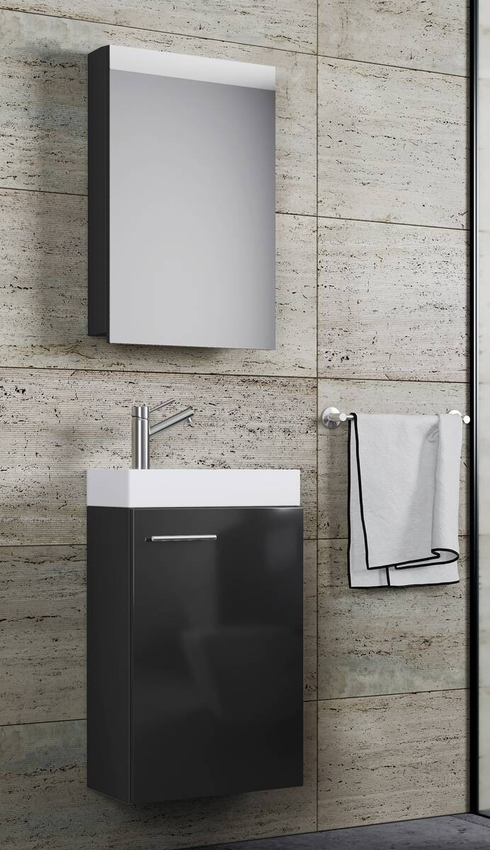 Waschplatz 3tlg-Slito schwarz B/H/T: ca. 41x130x22 cm