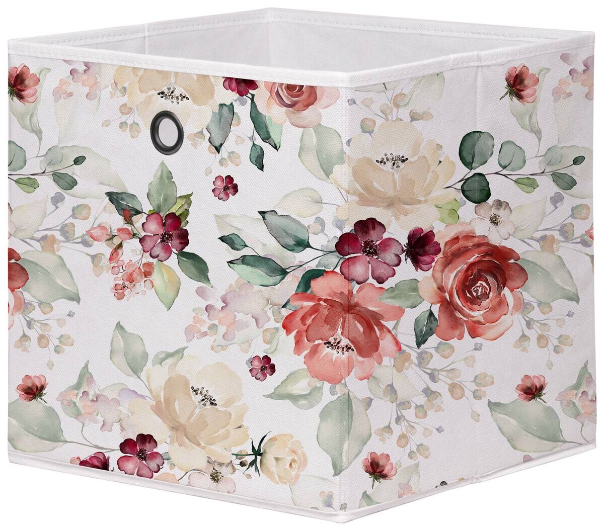 Motivbox Blüte weiß grün rot B/H/T: ca. 32x32x32 cm