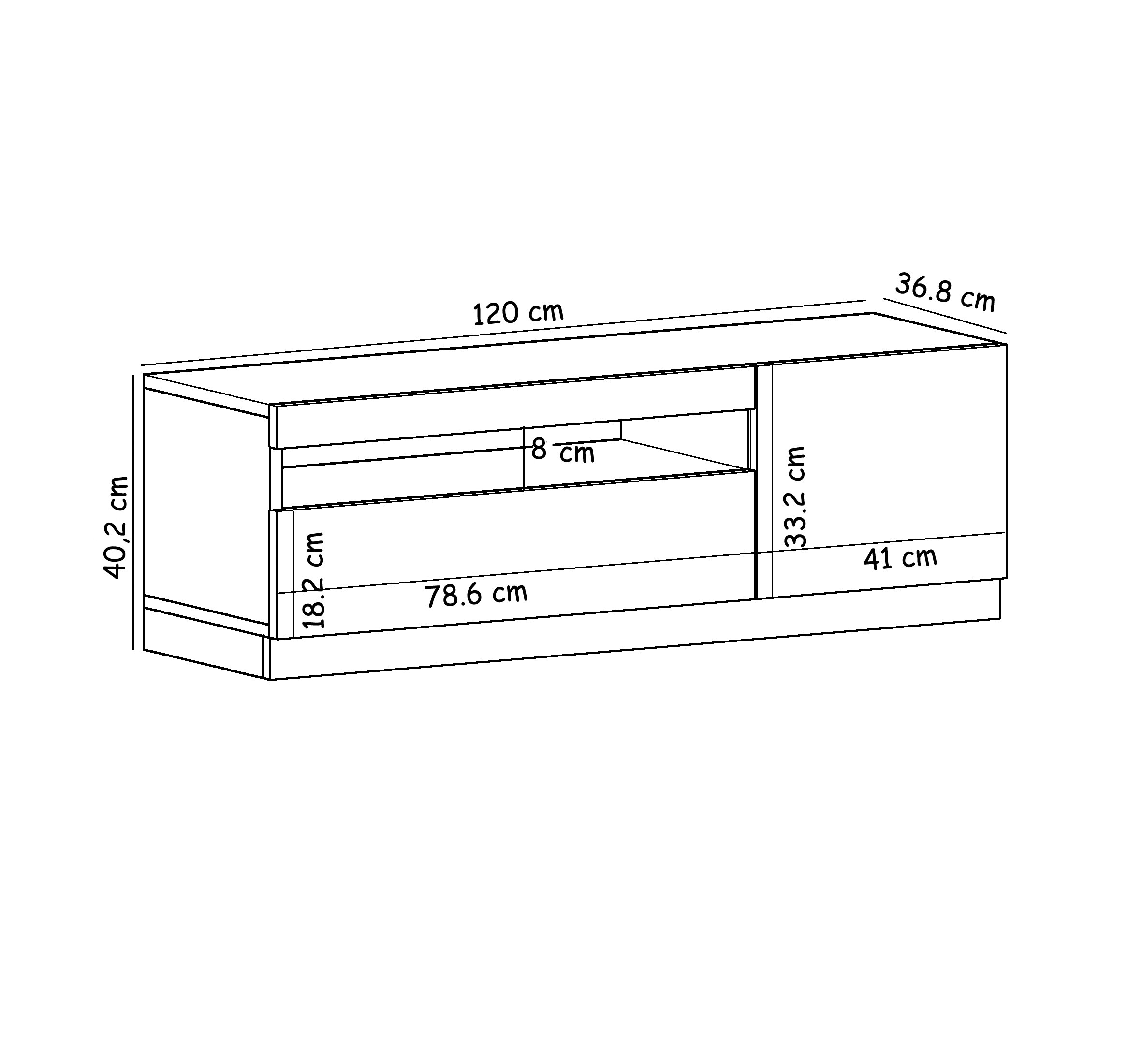TV-Lowboard 9499 weiß Marmor Optik B/H/T: ca. 120x40x37 cm