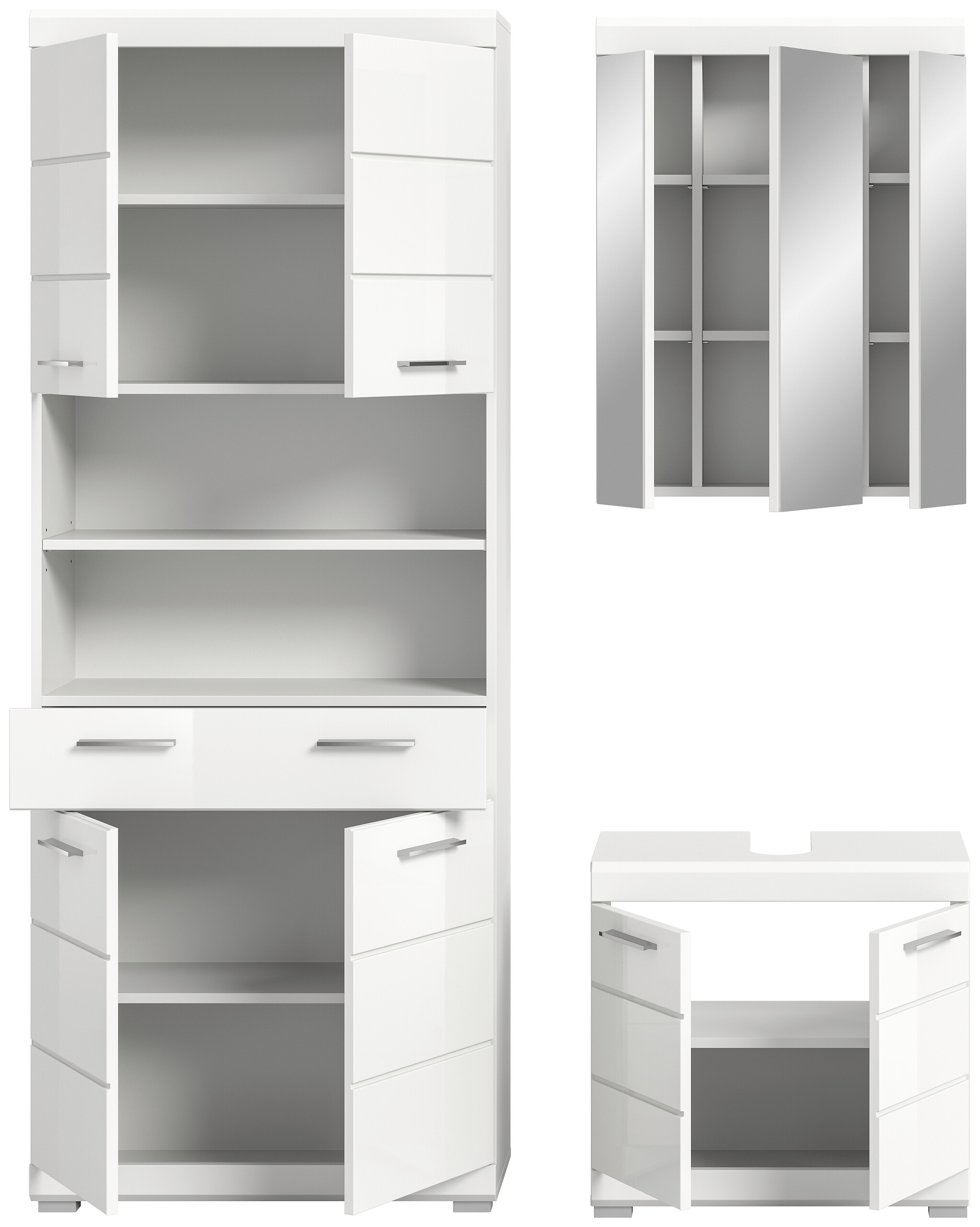 Badezimmer-Set Scout weiß weiß Hochglanz B/H/T: ca. 149x34x191 cm