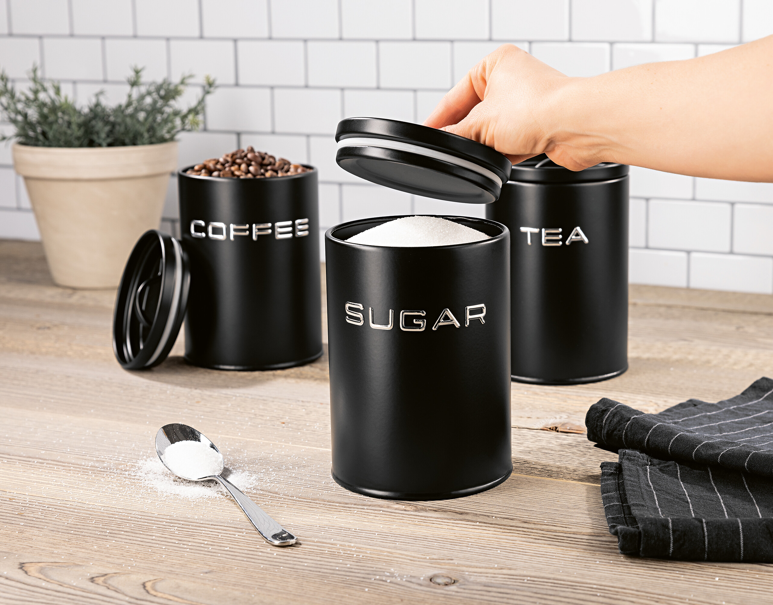 GOURMETmaxx Vorratsdosenset schwarz B/H/L: ca. 18x23x34 cm