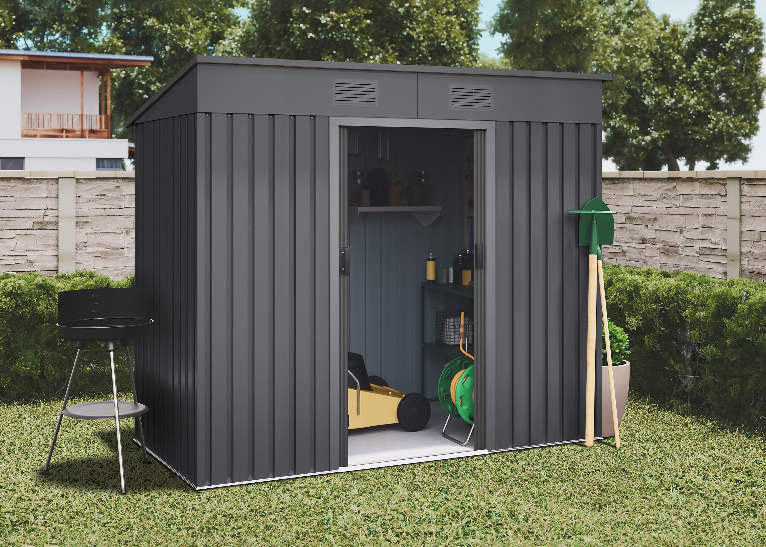 HOGGAR Gerätehaus Oulu anthrazit B/H/L: ca. 238x202x130 cm