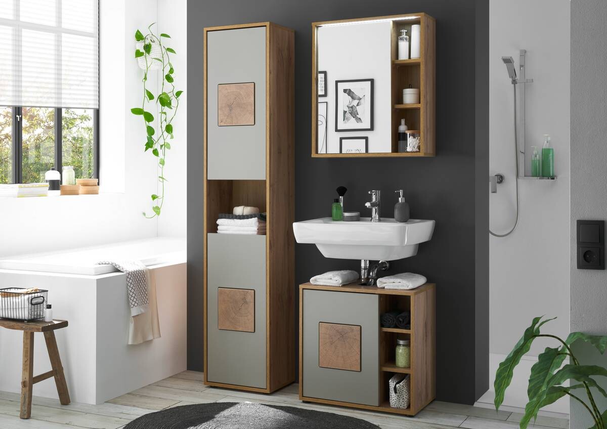 Hochschrank Greece Wildeiche Nachbildung grau B/H/T: ca. 40x190x30 cm