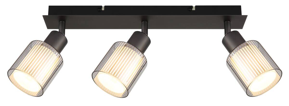 GLOBO Strahler schwarz Chrom Metall Glas B/H/L: ca. 11x41,5x17 cm E14 3 Brennstellen