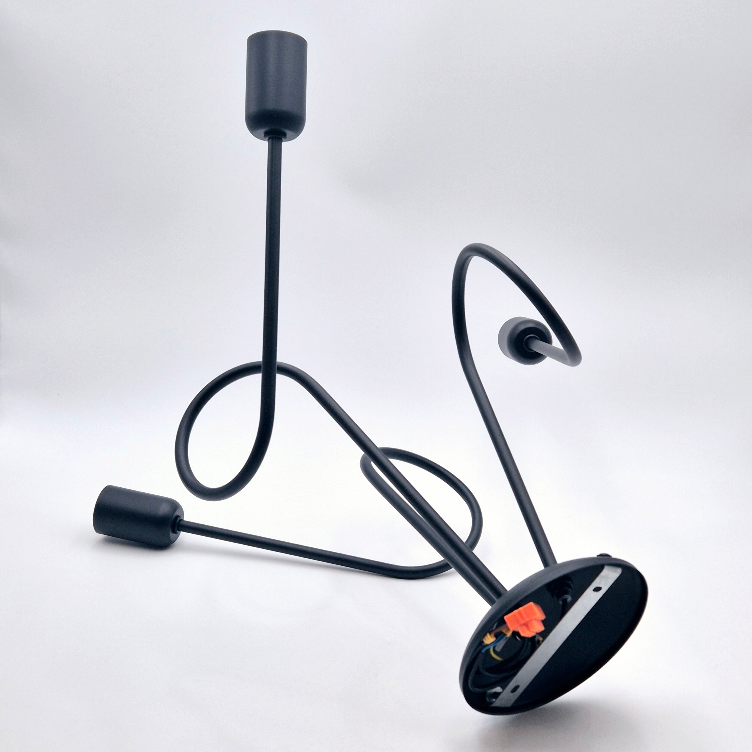 Lamkur Kronleuchter schwarz Stahl B/H/L: ca. 39x54x54 cm E27 3 Brennstellen