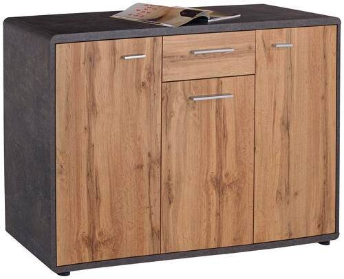 Kommode Fontana Beton Optik Eiche Wotan Nachbildung B/H/T: ca. 132x87x40 cm