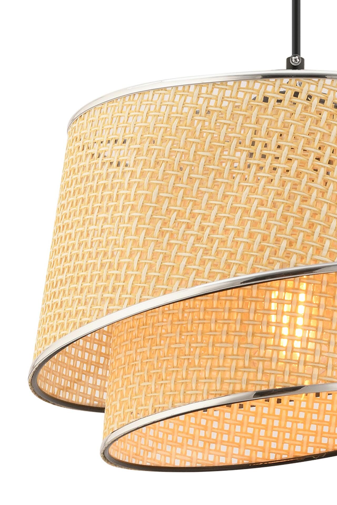 Opviq Pendelleuchte Barette kamel silber Stoff Metall B/H/L: ca. 32x65x32 cm E27 1 Brennstellen