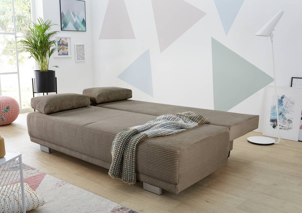 Schlafsofa taupe Microfaser B/H/T: ca. 196x78x82 cm