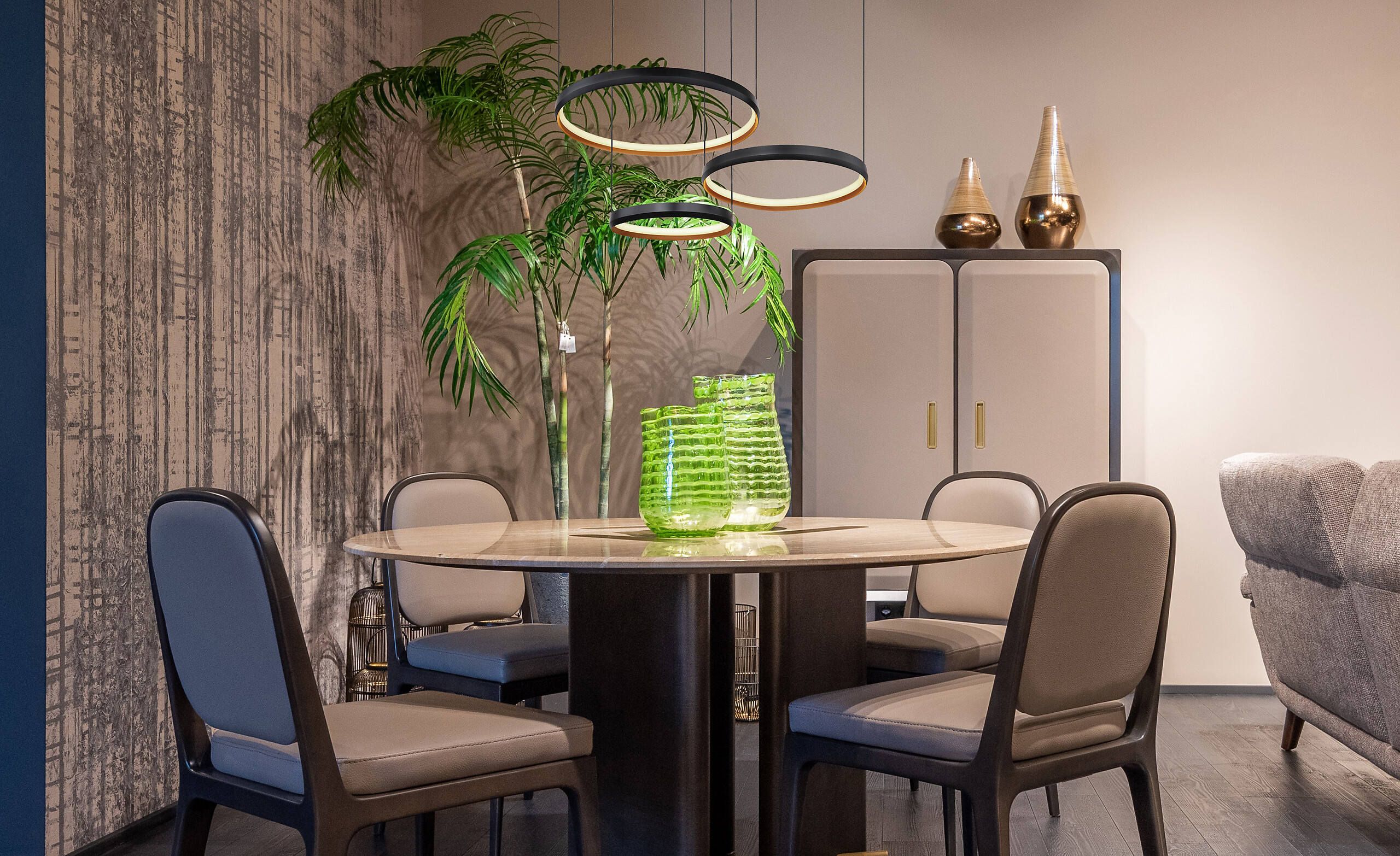 GLOBO Pendelleuchte  67193-55H Halli gold Opal schwarz Acryl Metall B/H/L: ca. 50,3x150x76,7 cm null 3 Brennstellen