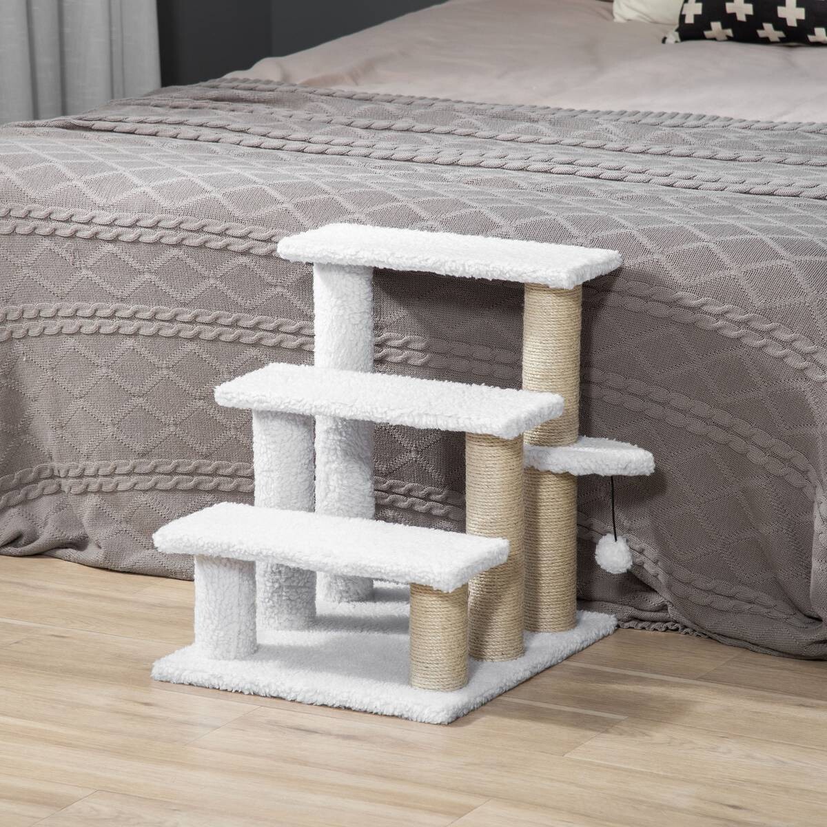 PawHut Haustiertreppe weiß Spanplatte B/H/L: ca. 40x48x45 cm