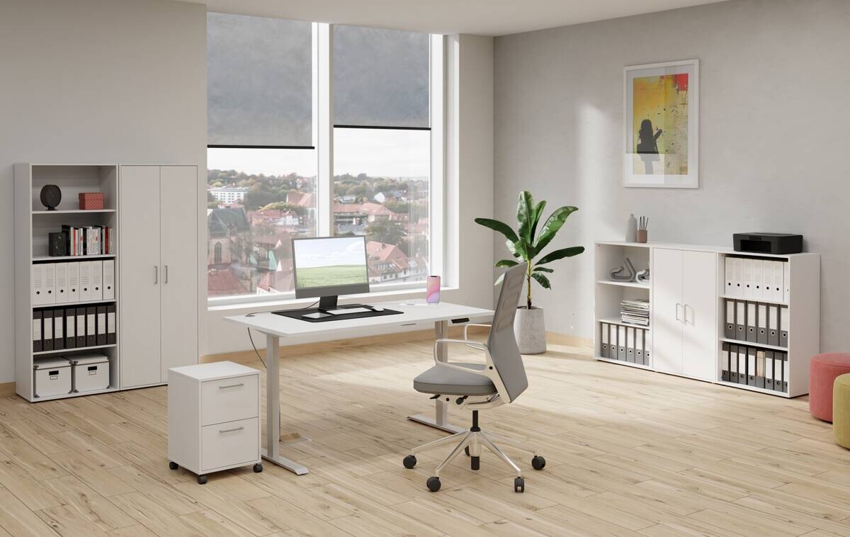 höhenverstellbarer Schreibtisch B/H/T: ca. 120x116x80 cm höhenverstellbarer Schreibtisch B/H/T: ca. 120x116x80 cm