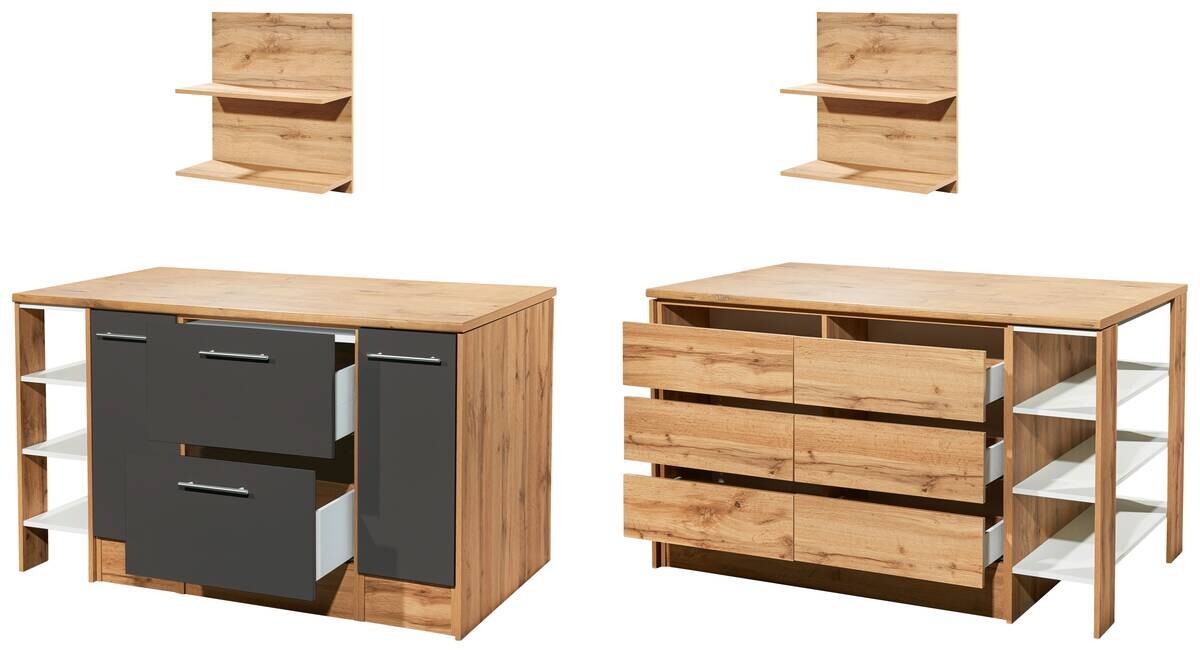 Respekta Küchenblock Hilde grau matt B/H/T: ca. 150x90x90 cm