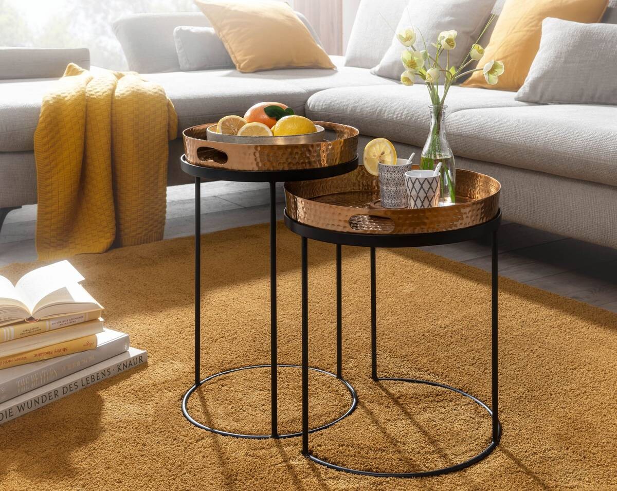 Beistelltisch 2er-Set. gold Metall B/H/T: ca. 38x45x38 cm