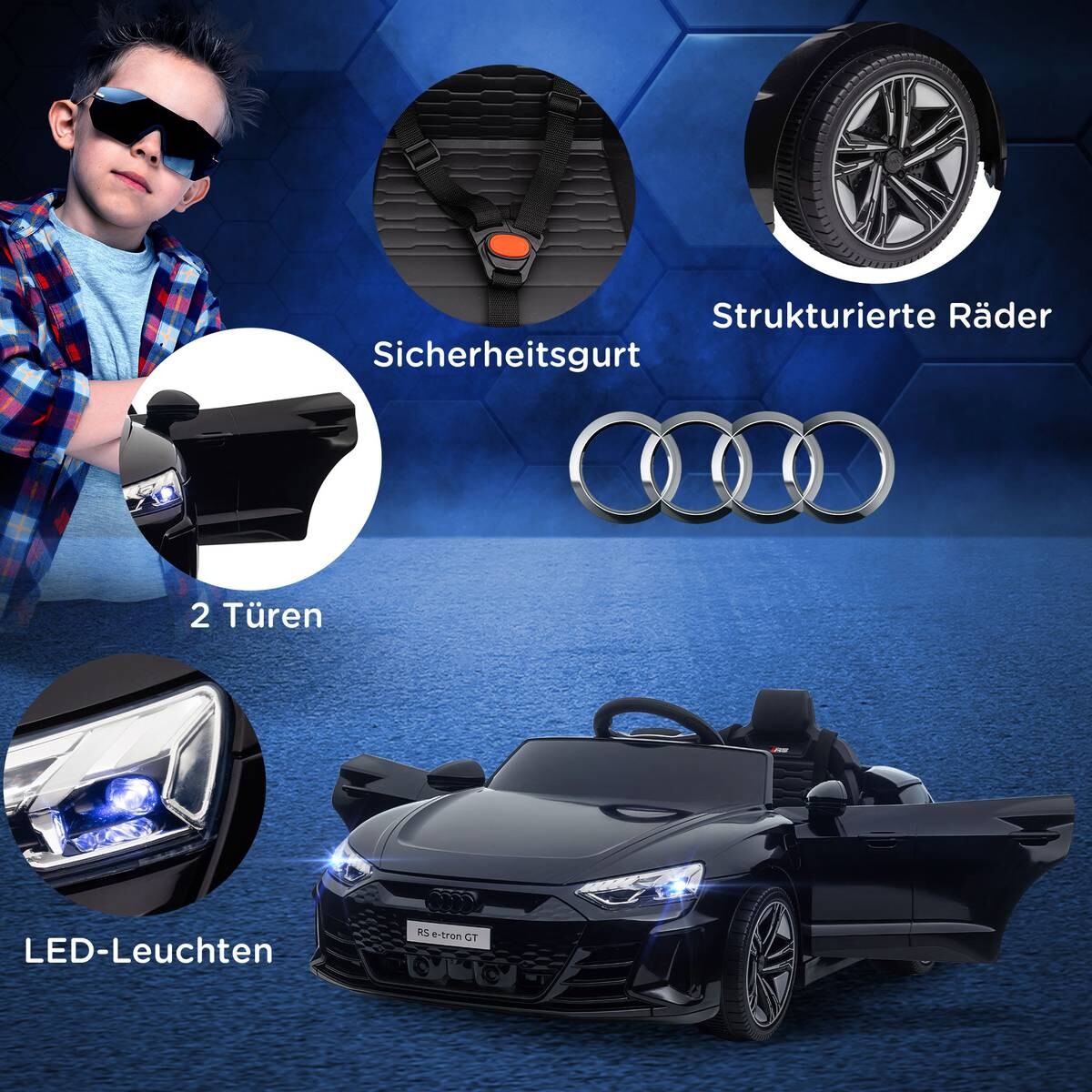 HOMCOM Kinder-Elektroauto schwarz B/H/L: ca. 58x41x103 cm