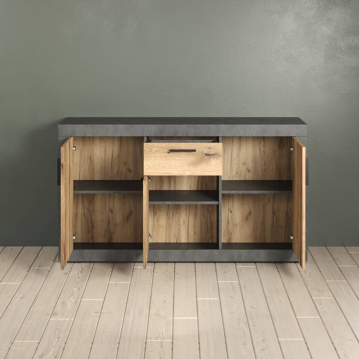 Sideboard Salvada Eiche Evoke Coast Nachbildung anthrazit B/H/T: ca. 149x83x40 cm