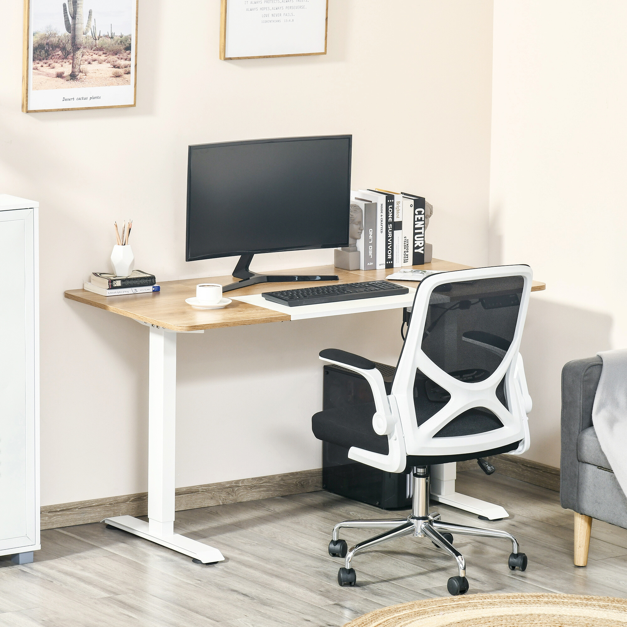 Schreibtisch 920-071V90WT natur Holz Nachbildung weiß B/H/T: ca. 140x116x70 cm Schreibtisch 920-071V90WT natur Holz Nachbildung weiß B/H/T: ca. 140x116x70 cm