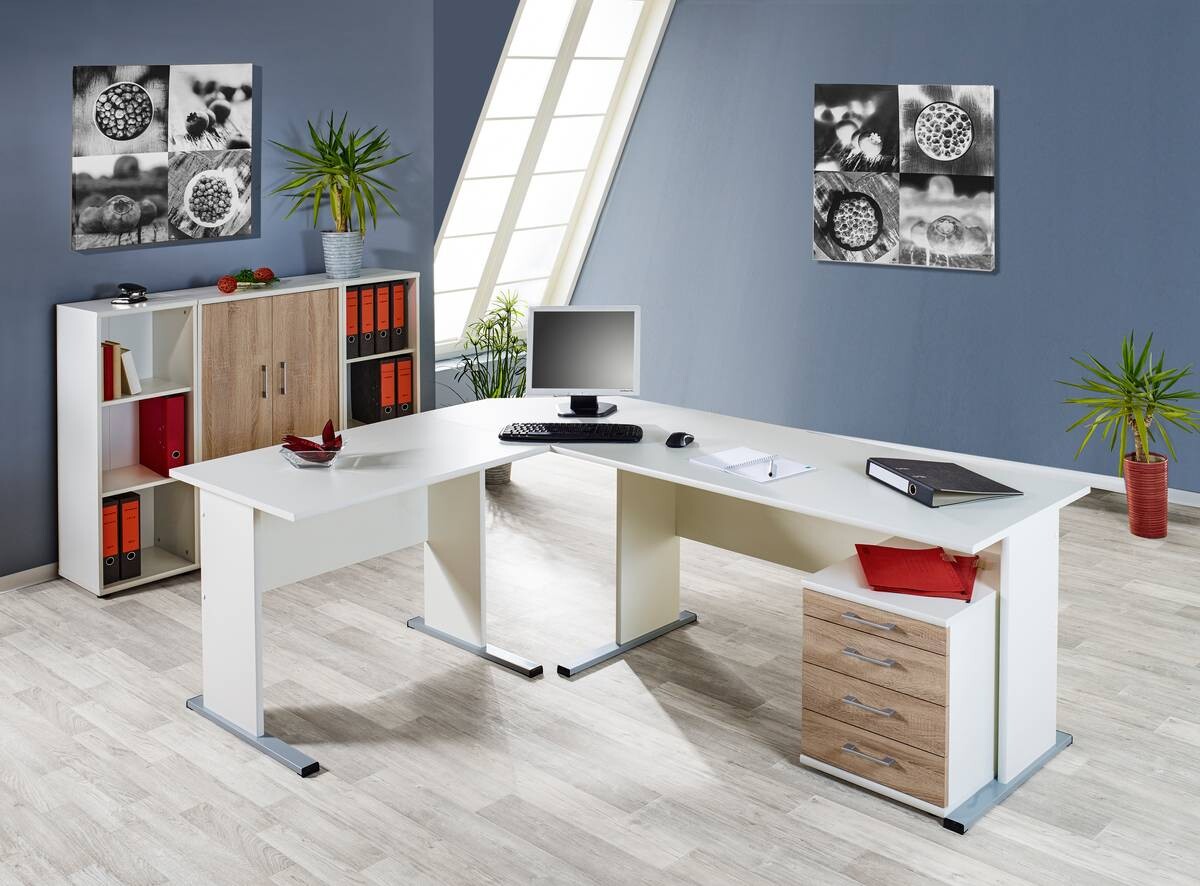 Schreibtisch Serie 200 perlweiß B/H/T: ca. 90x74,2x65 cm