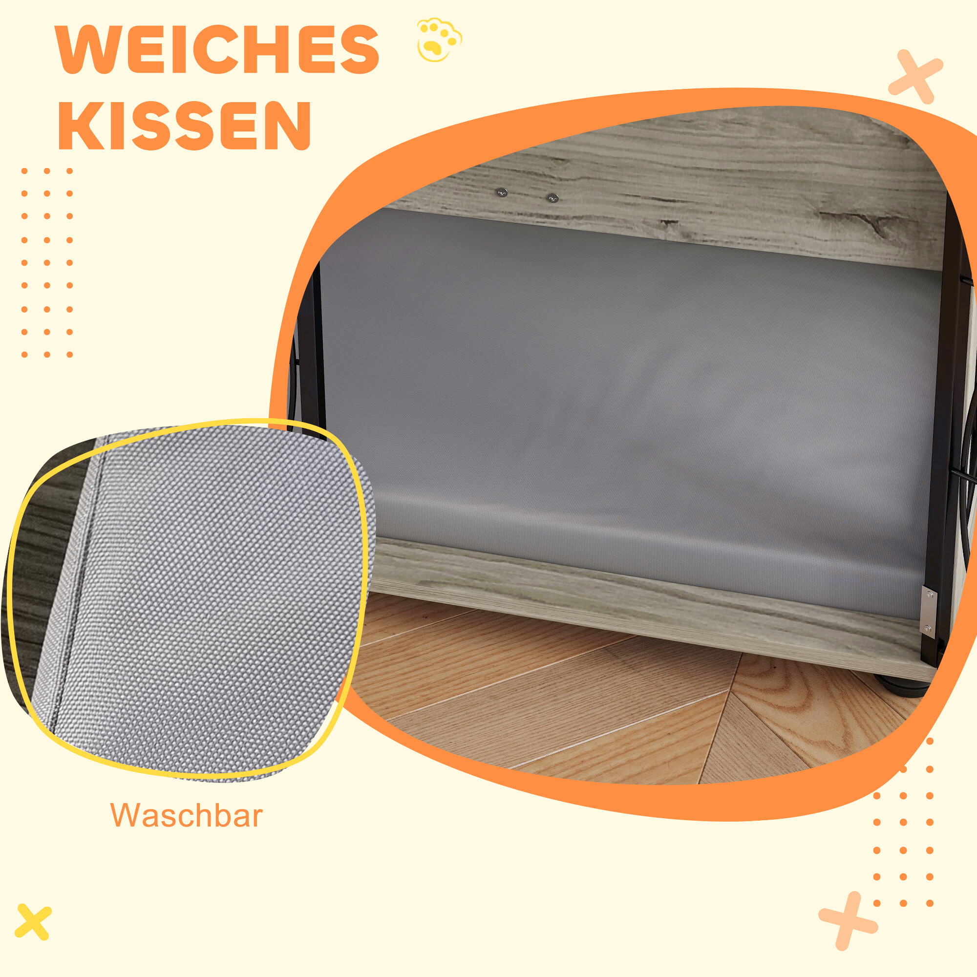 PawHut Hundekäfig grau Spanplatte B/H/L: ca. 60x73,5x100 cm