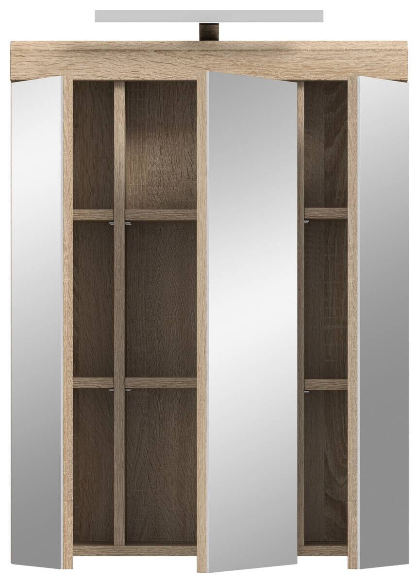 Spiegelschrank Lambada Eiche Sonoma Nachbildung weiß Hochglanz B/H/T: ca. 60x79x37 cm