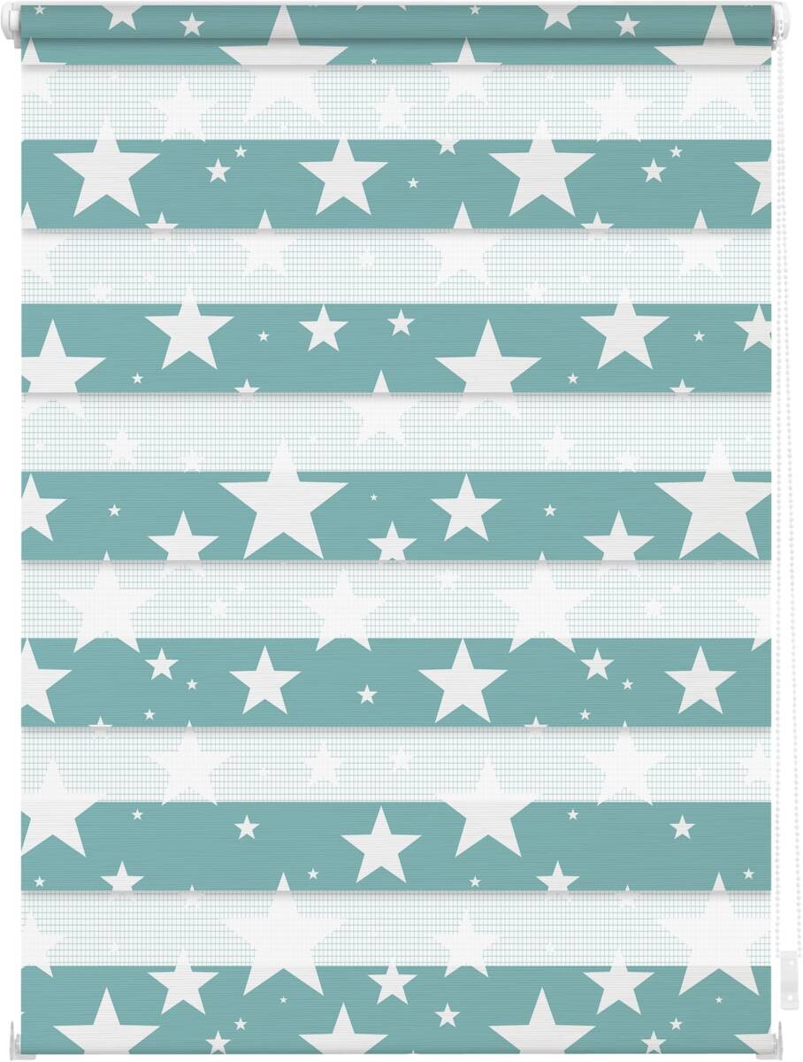 LICHTBLICK Doppelrollo Duo Sterne petrol B/T: ca. 90x150 cm