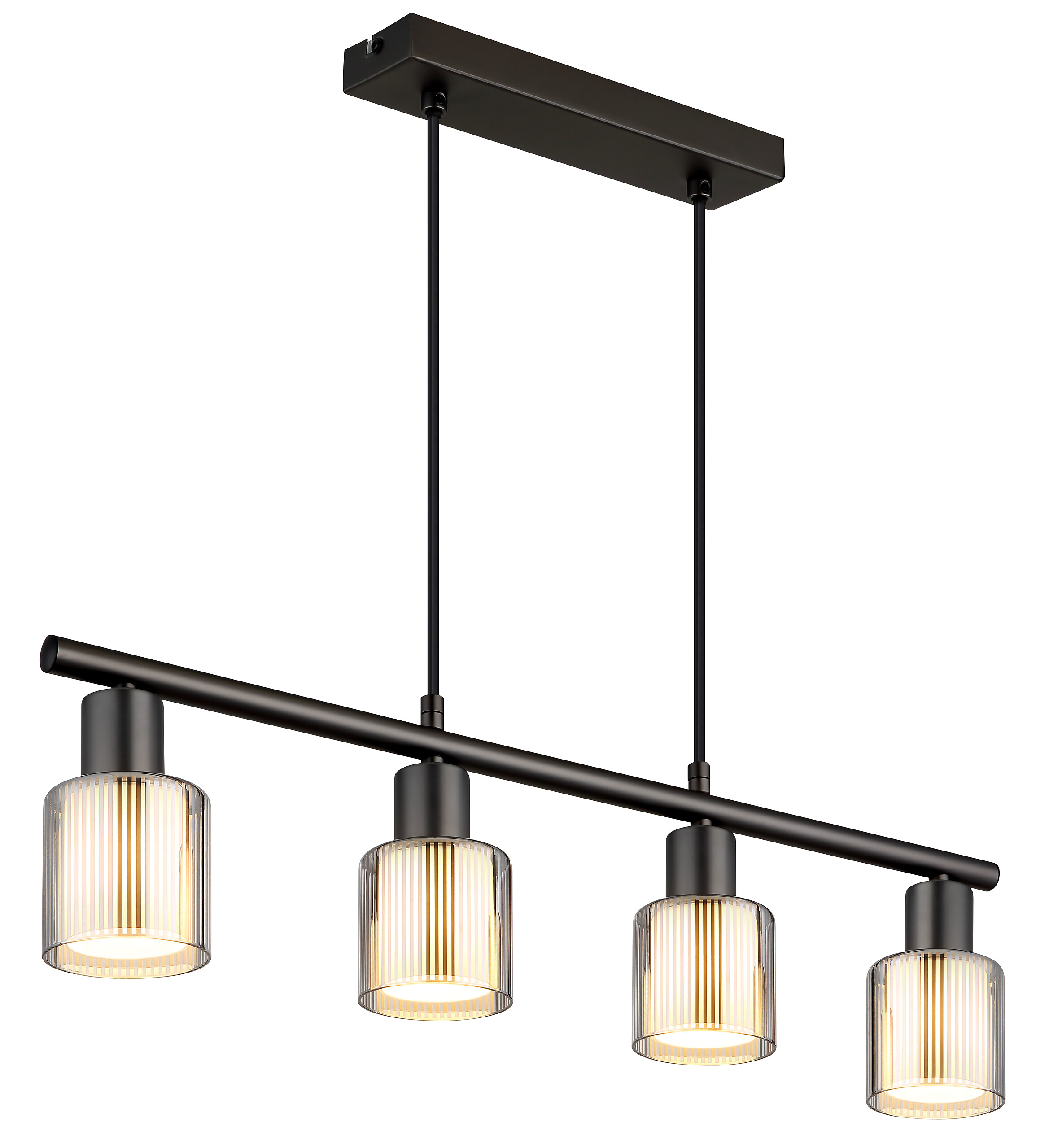 GLOBO Hängeleuchte schwarz Chrom Metall Glas B/H/L: ca. 11,5x64x14 cm E14 4 Brennstellen