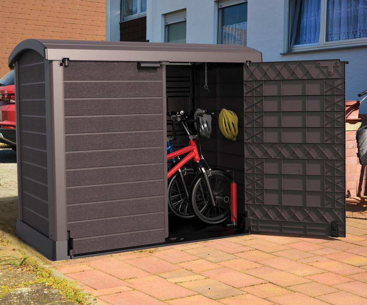 VCM Mülltonnenbox 2er StoreAway braun Kunststoff B/H/L: ca. 145x125x83 cm