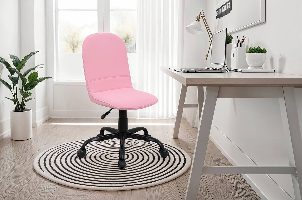 Drehstuhl TROLLY schwarz pink Metall Stoff