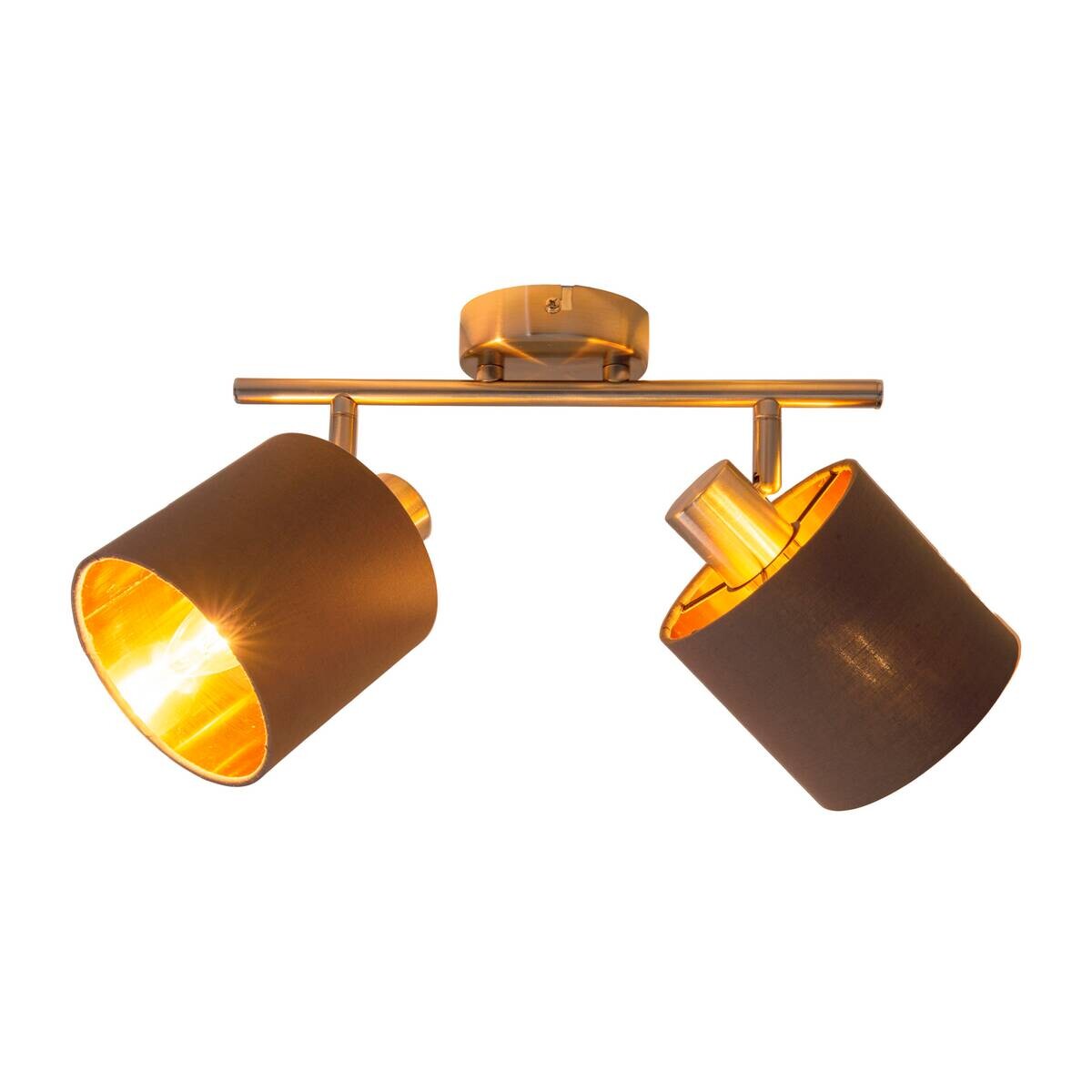 Näve Leuchten Spotleuchte 1386514 braun Textil Metall B/H/T: ca. 12x20,7x46 cm 2 Brennstellen