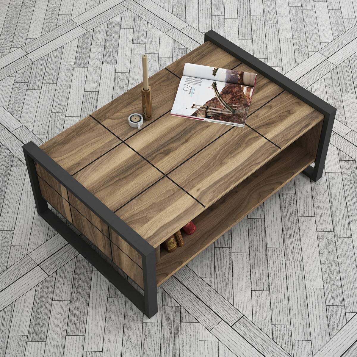 Couchtisch Lost walnuss Nachbildung B/H/T: ca. 94,4x38x64,5 cm