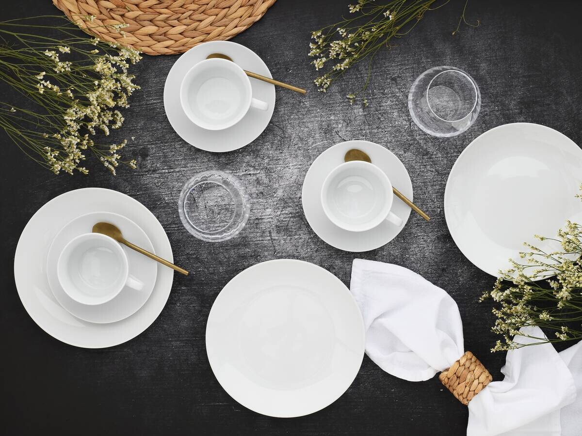 CreaTable Kaffeeservice Luna weiß Porzellan 18 tlg.