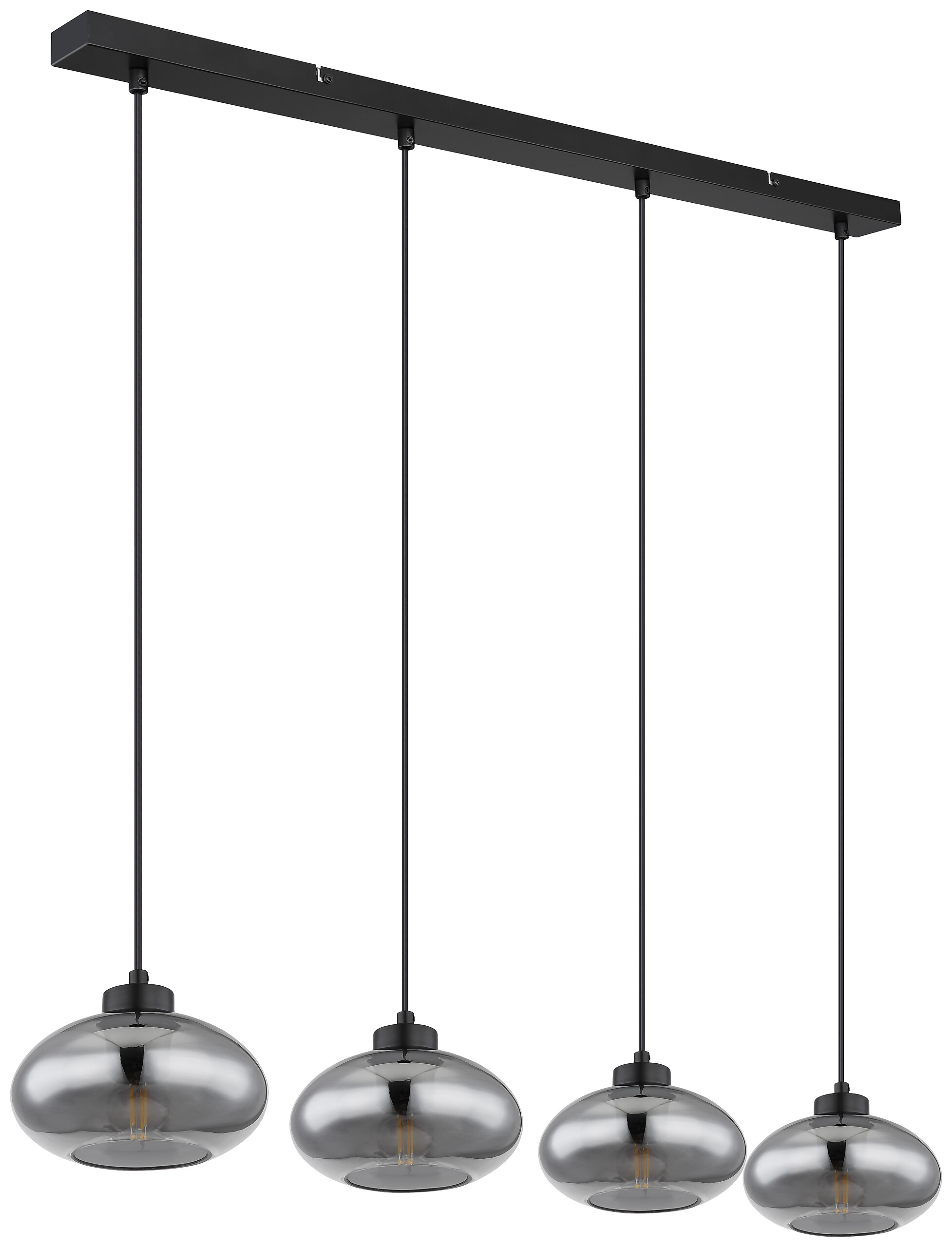 GLOBO Pendelleuchte Shaun 15572-4H schwarz Metall Rauchglas B/H/L: ca. 18x120x96 cm E27 4 Brennstellen