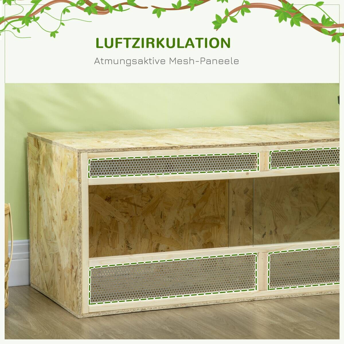 PawHut Holz-Terrarium natur Holz B/H/L: ca. 50x50x120 cm