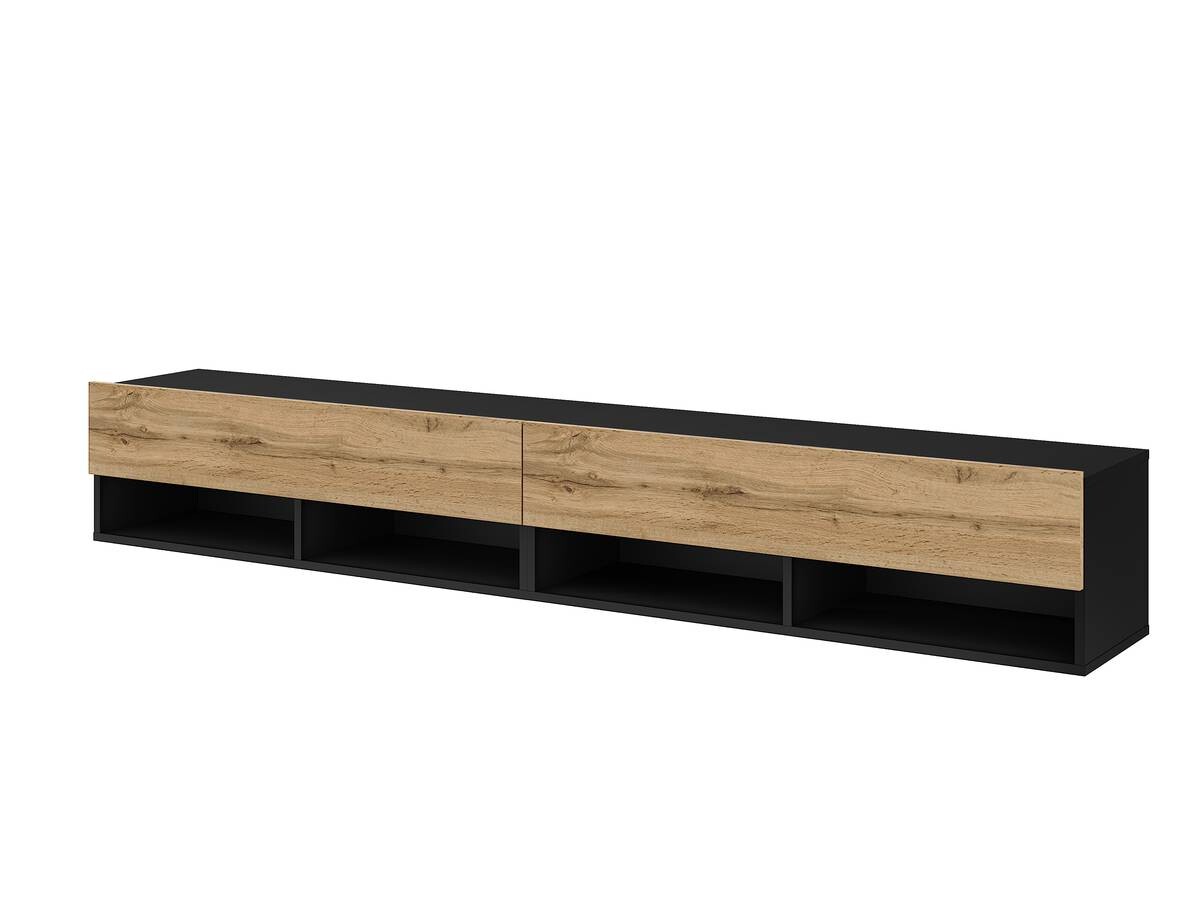 TV-Lowboard TV LOWBOARD DERBY 280 schwarz Eiche Wotan Nachbildung B/H/T: ca. 280x32,5x31,5 cm