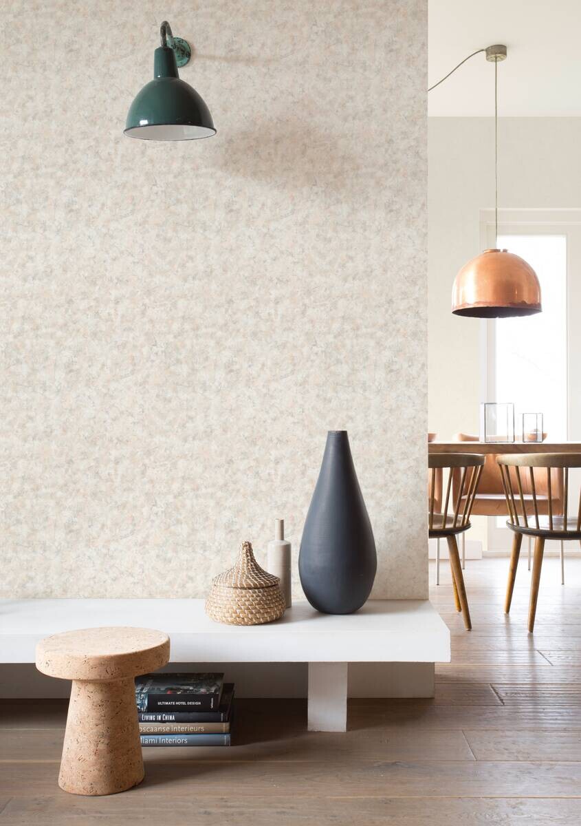 Papiertapete Struktur grau beige weiß B/L: ca. 53x1005 cm